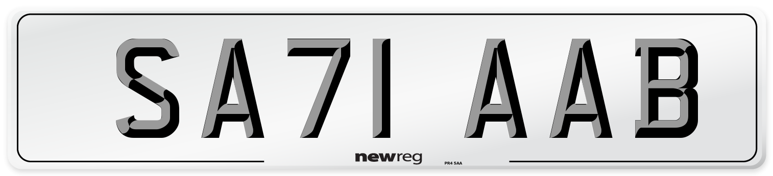 SA71 AAB Number Plate from New Reg